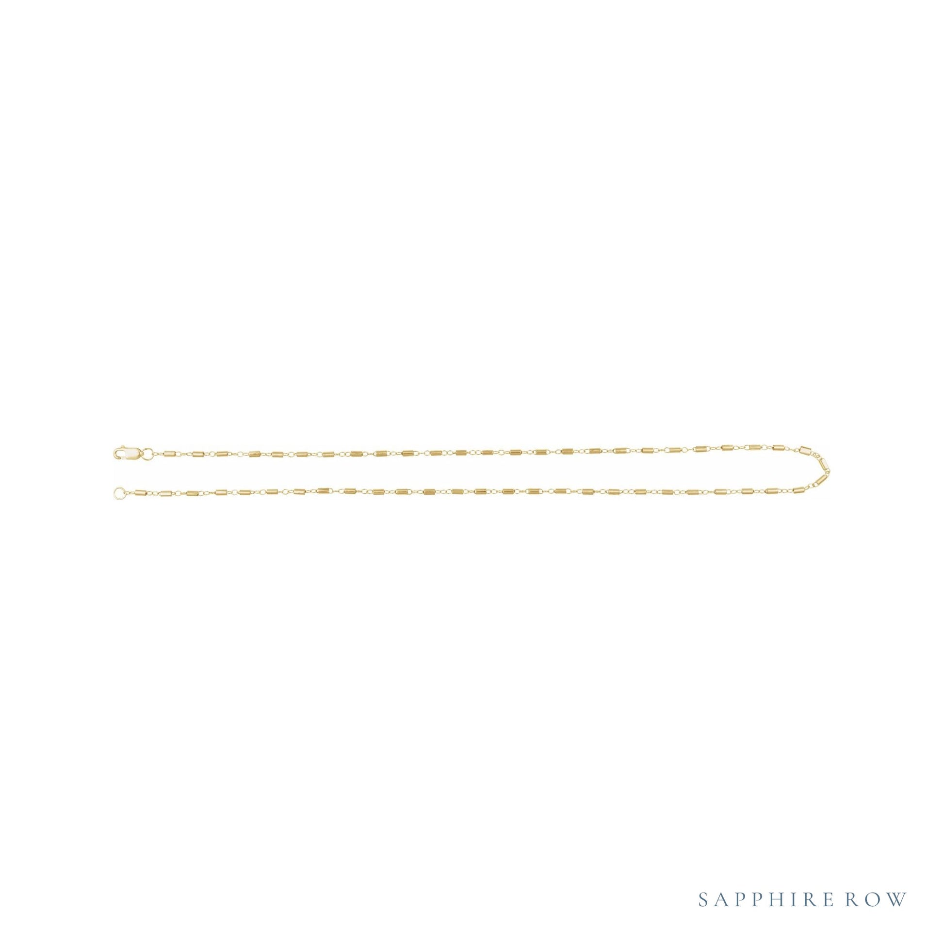 Sapphire Row Gold Satellite Bar Chain Necklace -  (view 3)
