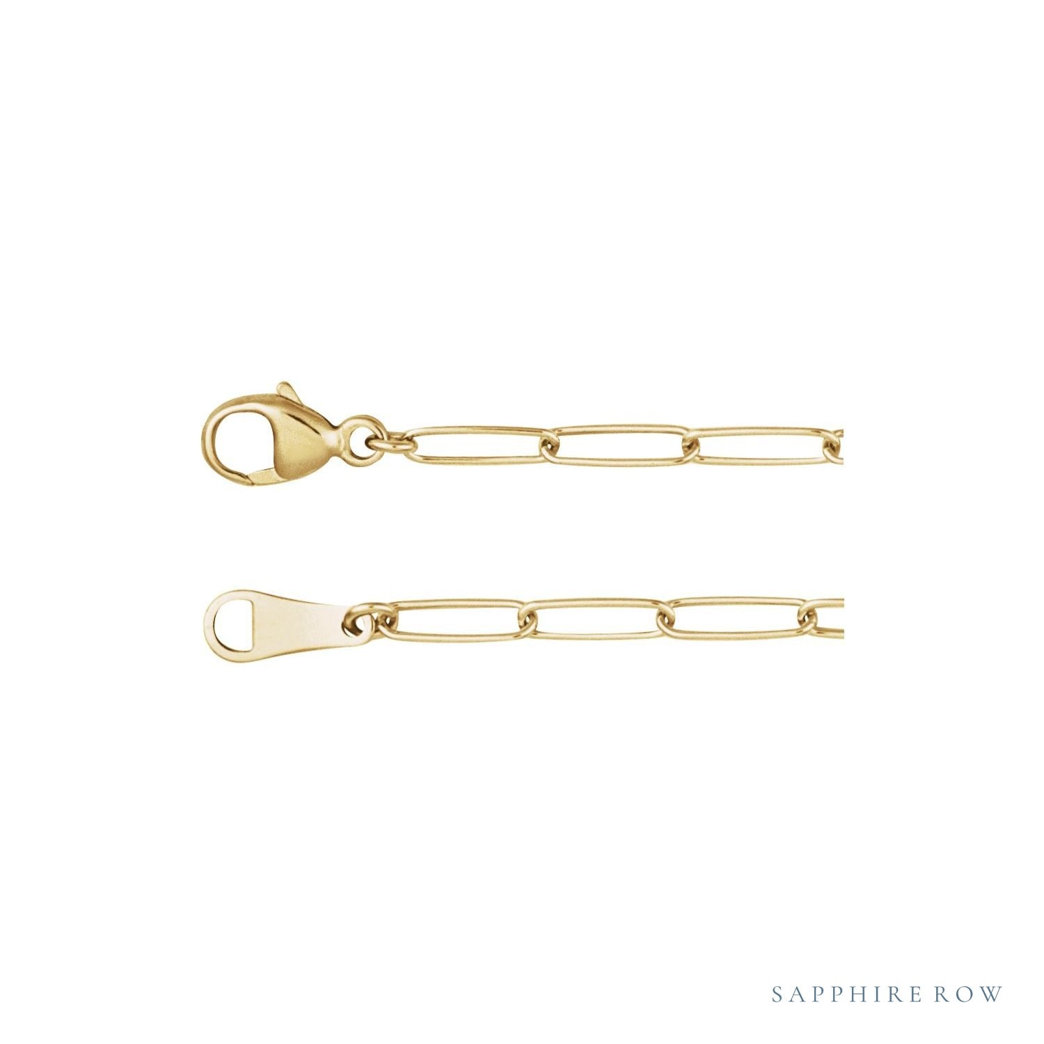 Sapphire Row 18K Yellow Gold Paperclip Chain Necklace -  (view 2)