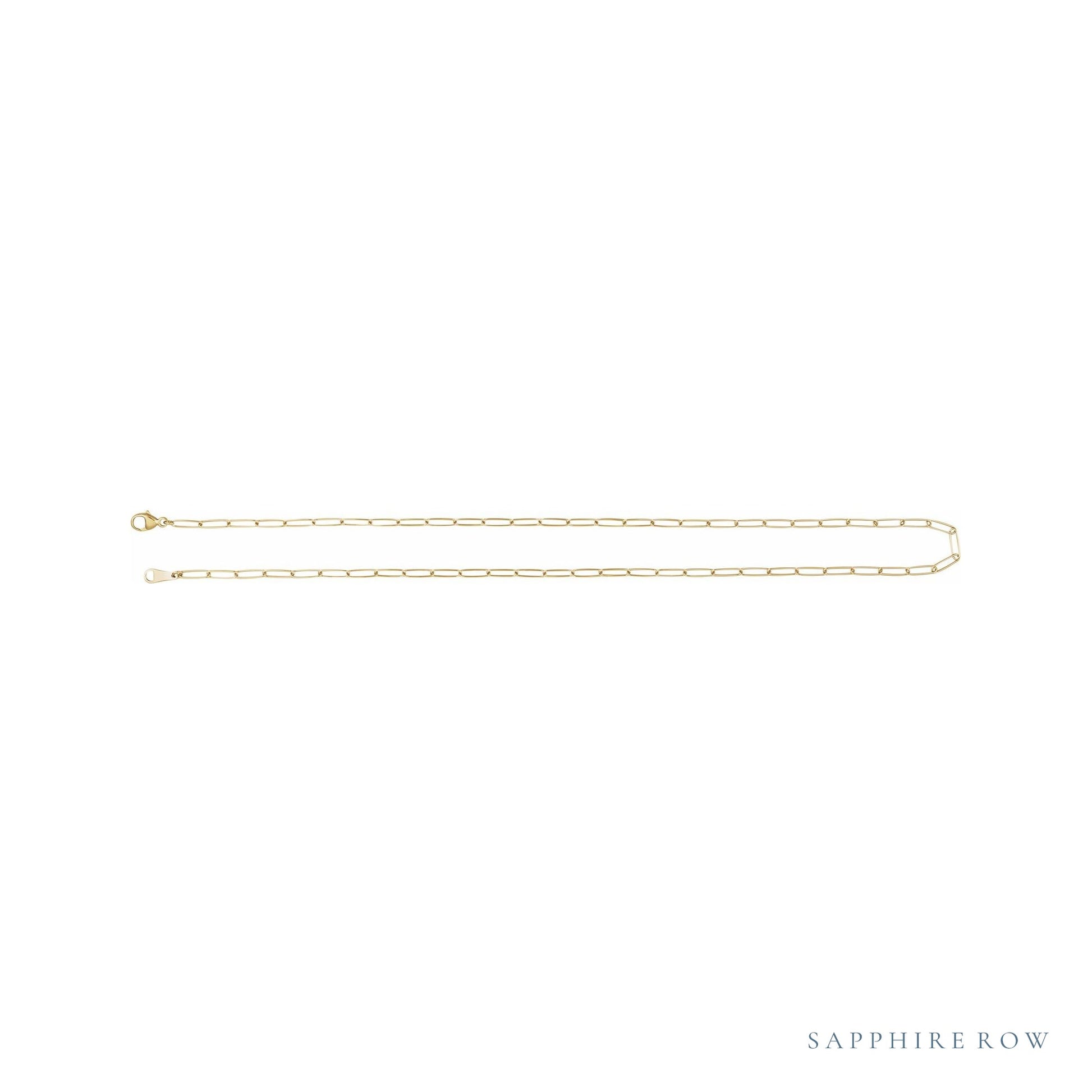 Sapphire Row 18K Yellow Gold Paperclip Chain Necklace -  (view 3)
