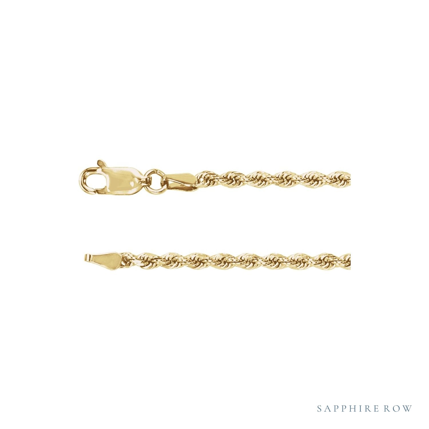 Sapphire Row Diamond-Cut Rope Chain Necklace - 14K Yellow Gold