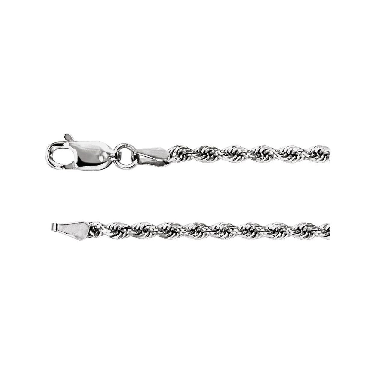 Sapphire Row Diamond-Cut Rope Chain Necklace - 14K White Gold