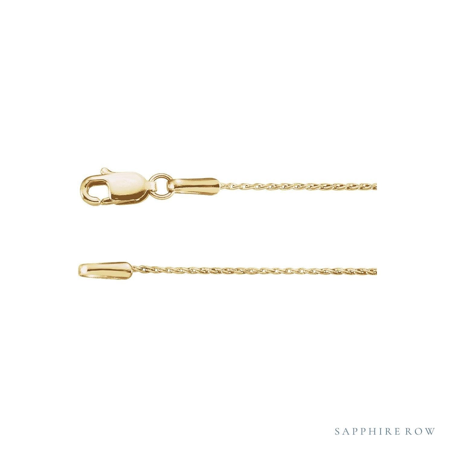 Sapphire Row Diamond-Cut Wheat Chain Necklace - 0.8 mm, 14K Yellow Gold