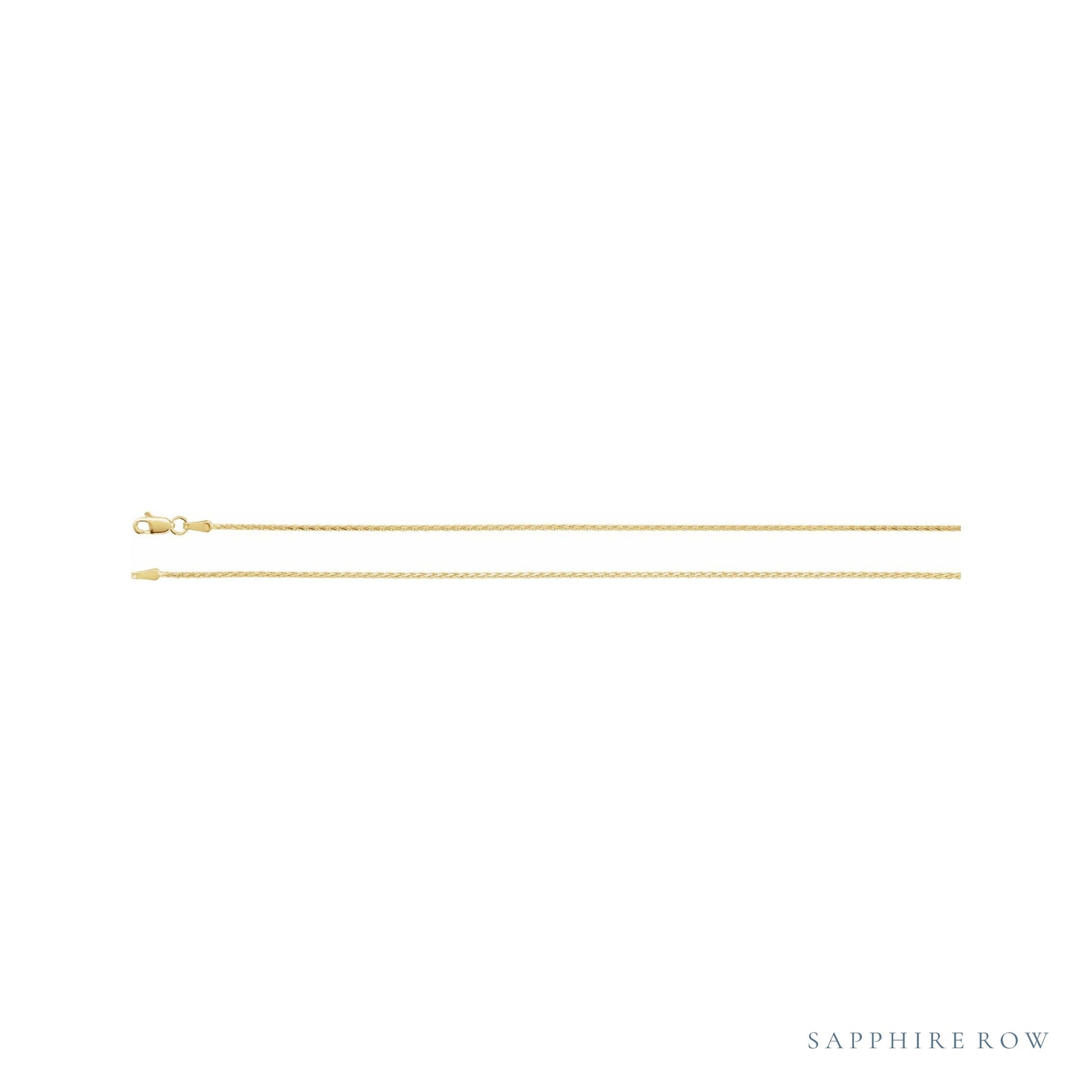 Sapphire Row Diamond-Cut Wheat Chain Necklace - 1.5 mm, 14K Yellow Gold (view 2)
