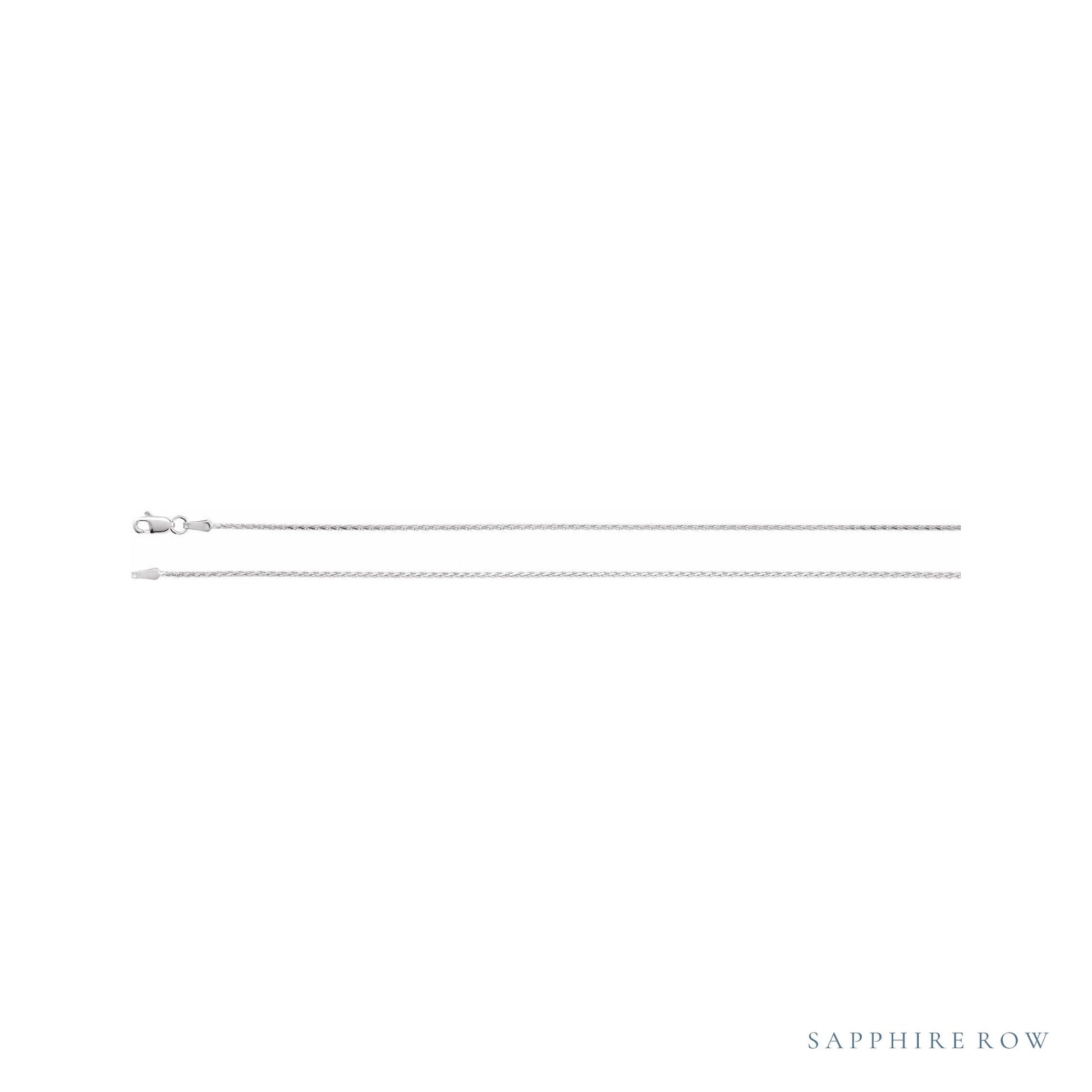 Sapphire Row Diamond-Cut Wheat Chain Necklace - 1.5 mm, 14K White Gold (view 2)