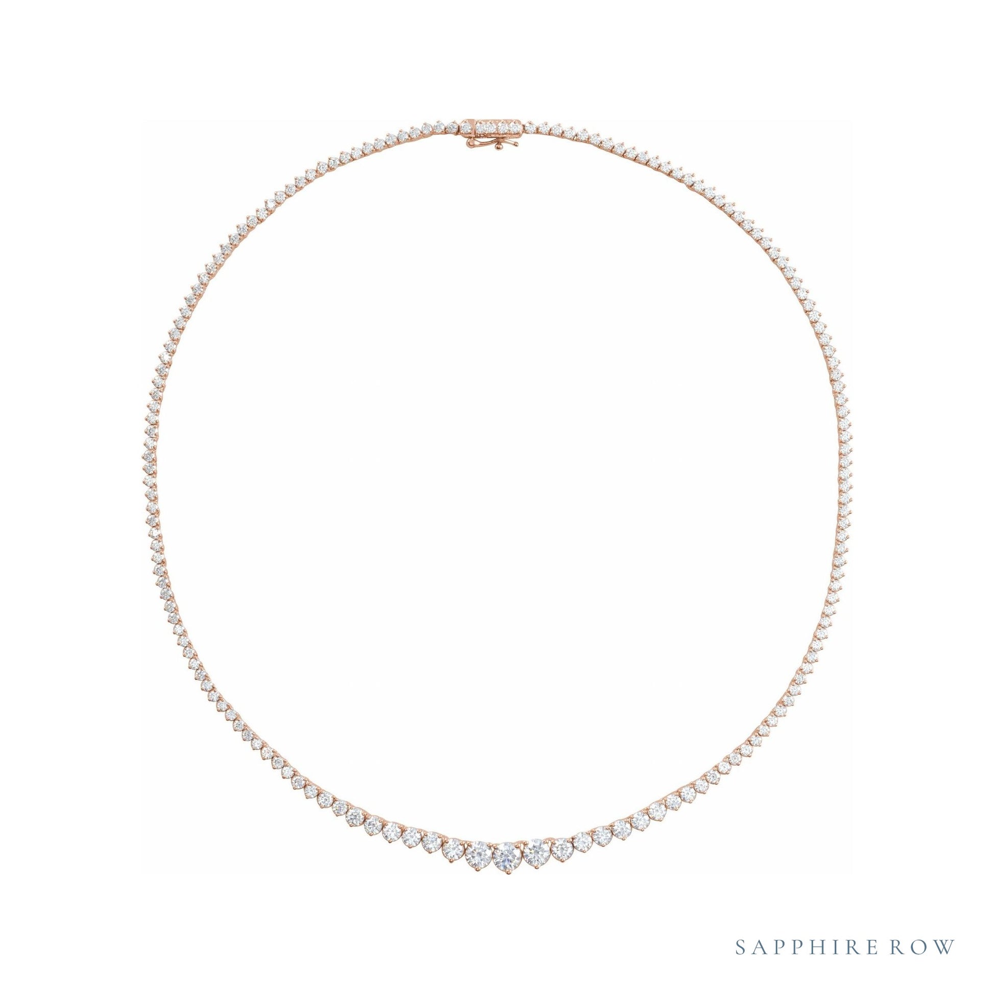 Sapphire Row Lab-Grown Diamond Large Graduated Tennis Necklace - 14K Rose Gold