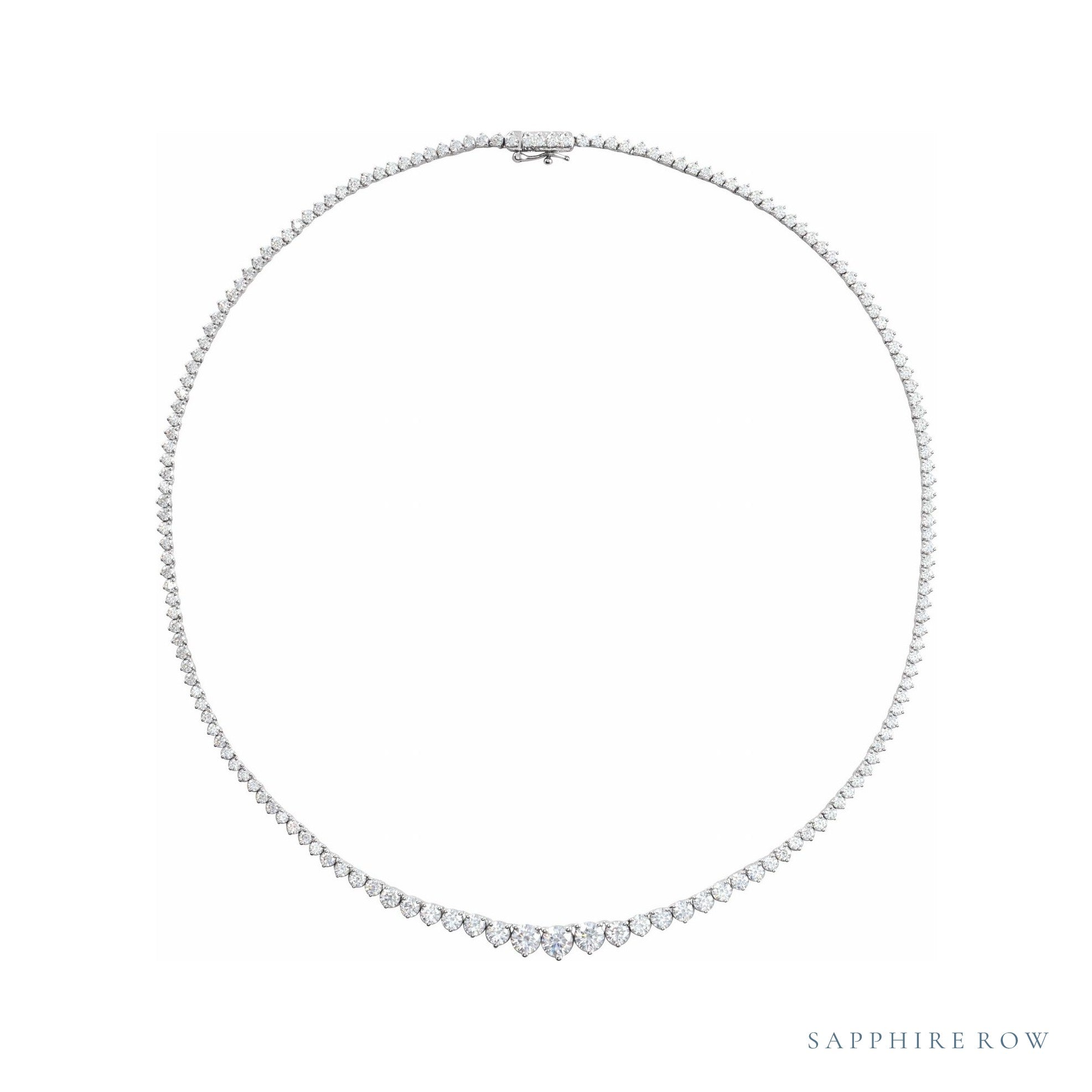 Sapphire Row Lab-Grown Diamond Large Graduated Tennis Necklace - 14K White Gold
