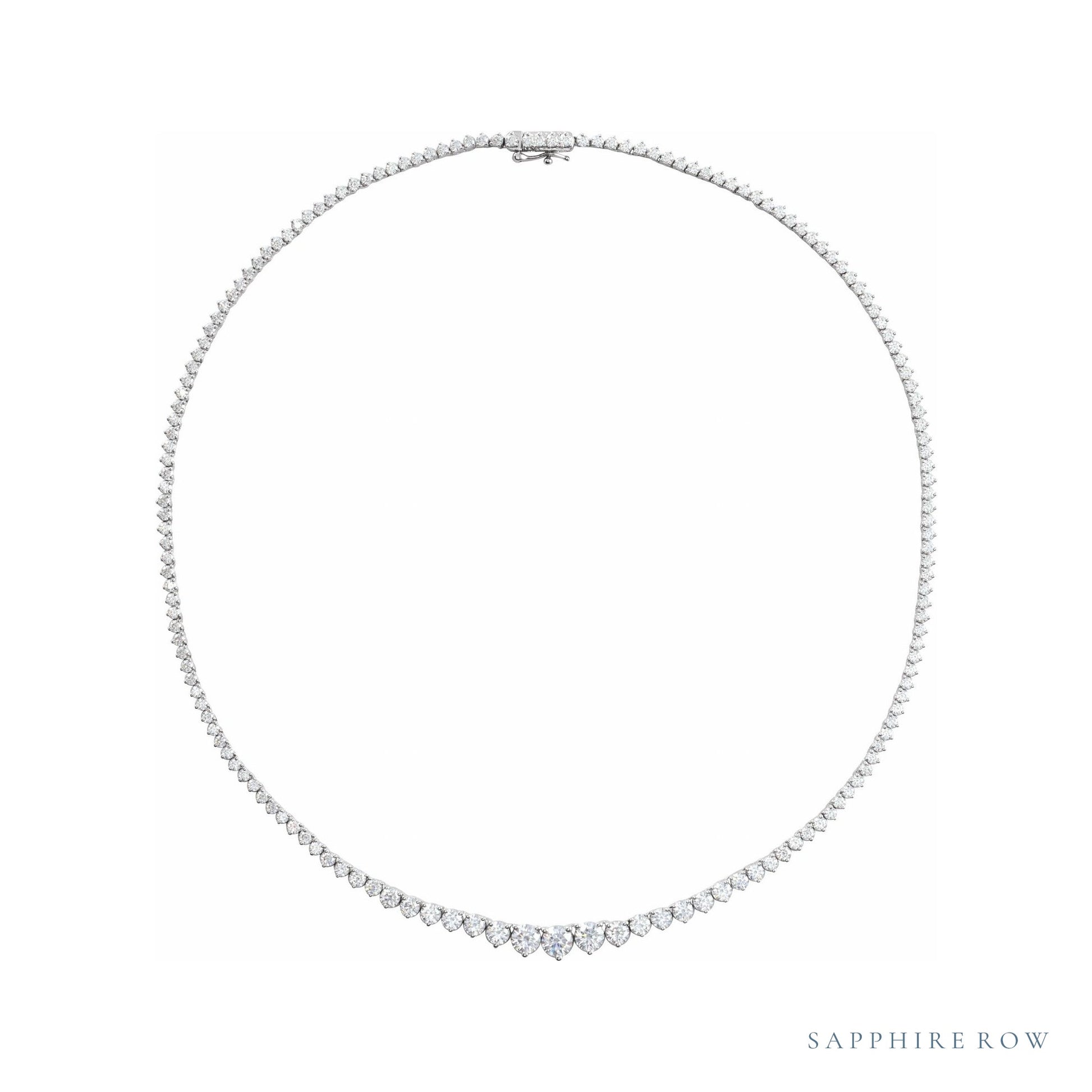 Sapphire Row Lab-Grown Diamond Large Graduated Tennis Necklace - 14K White Gold