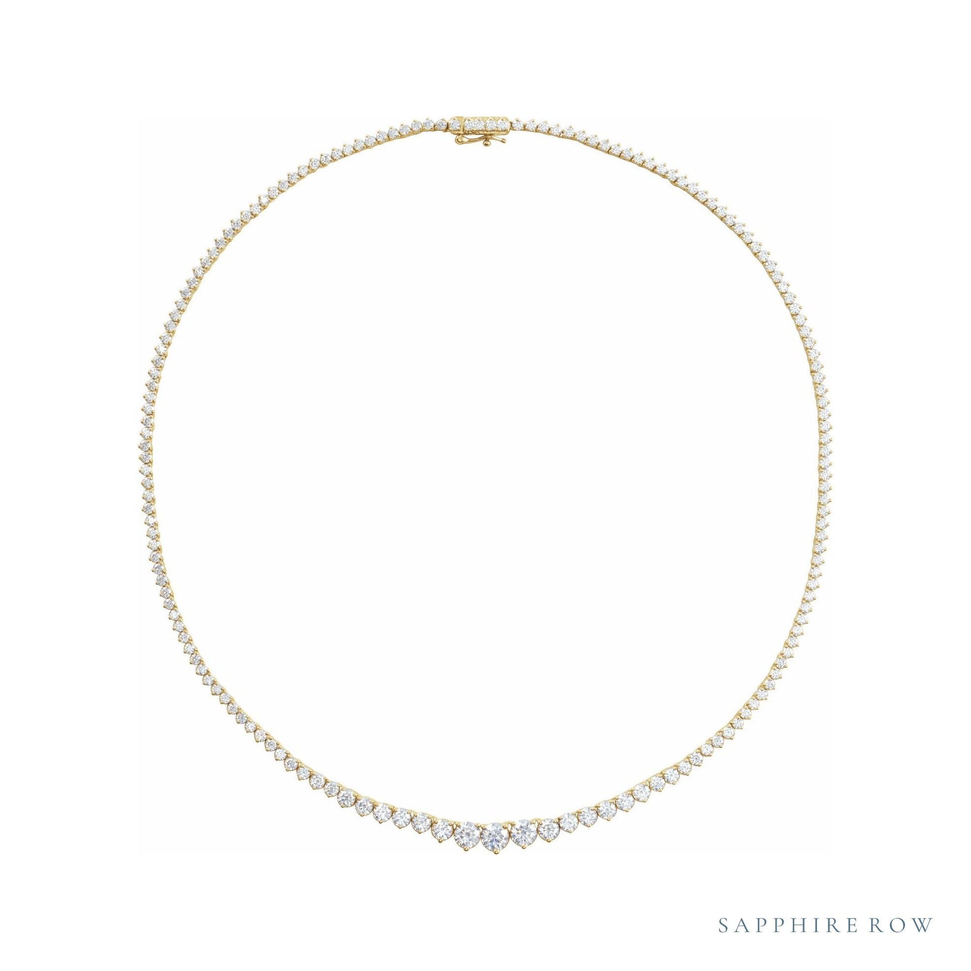 Sapphire Row Lab-Grown Diamond Large Graduated Tennis Necklace - 14K Yellow Gold