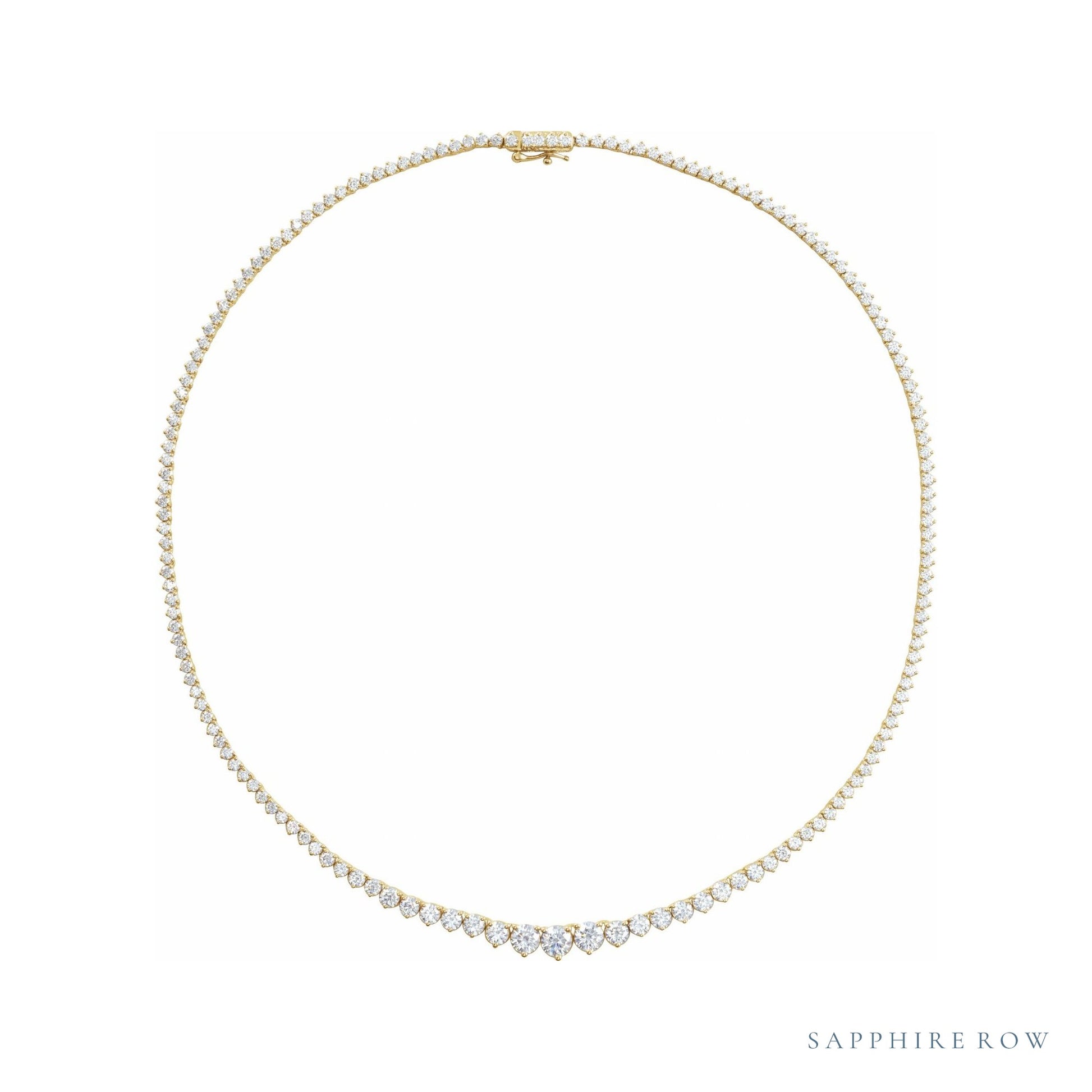 Sapphire Row Lab-Grown Diamond Large Graduated Tennis Necklace - 14K Yellow Gold