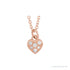 Sapphire Row Natural Diamond Petite Heart Necklace - 14K Rose Gold