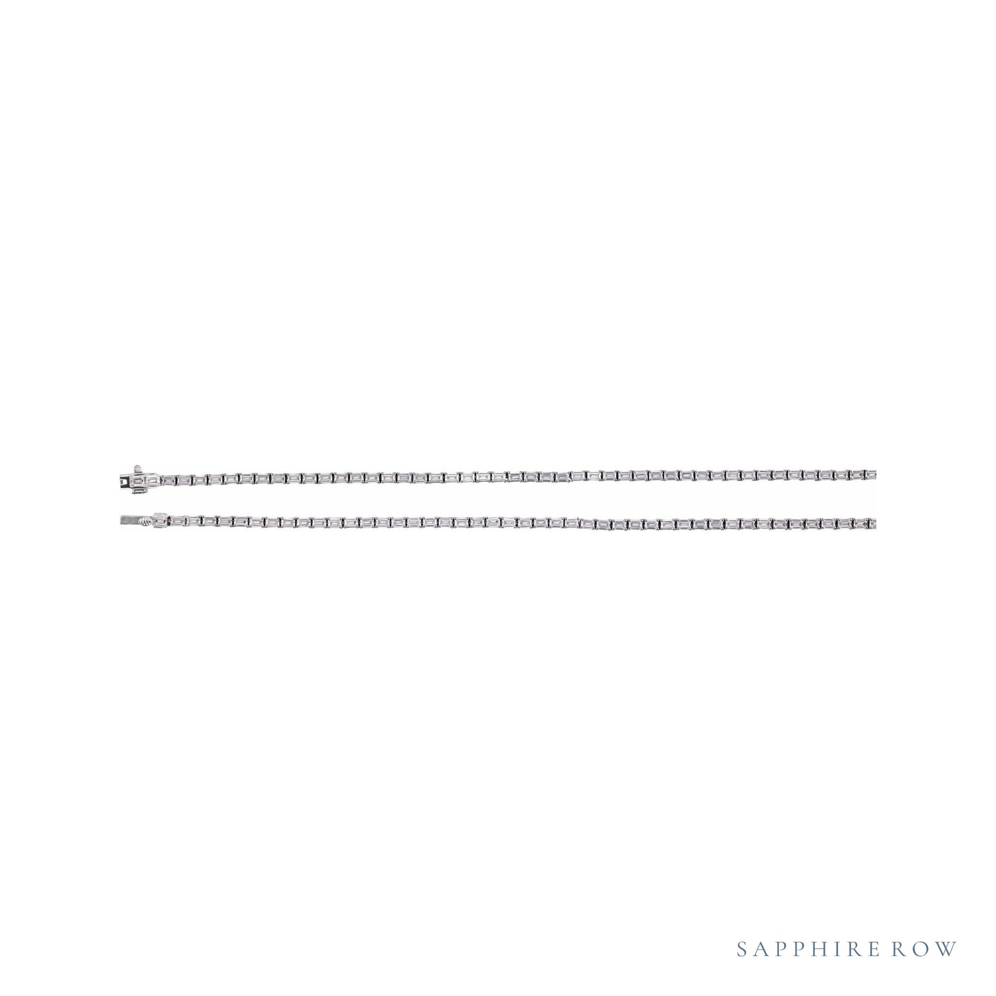 Sapphire Row Lab-Grown Diamond Emerald-Cut Tennis Necklace - 14K White Gold (view 2)