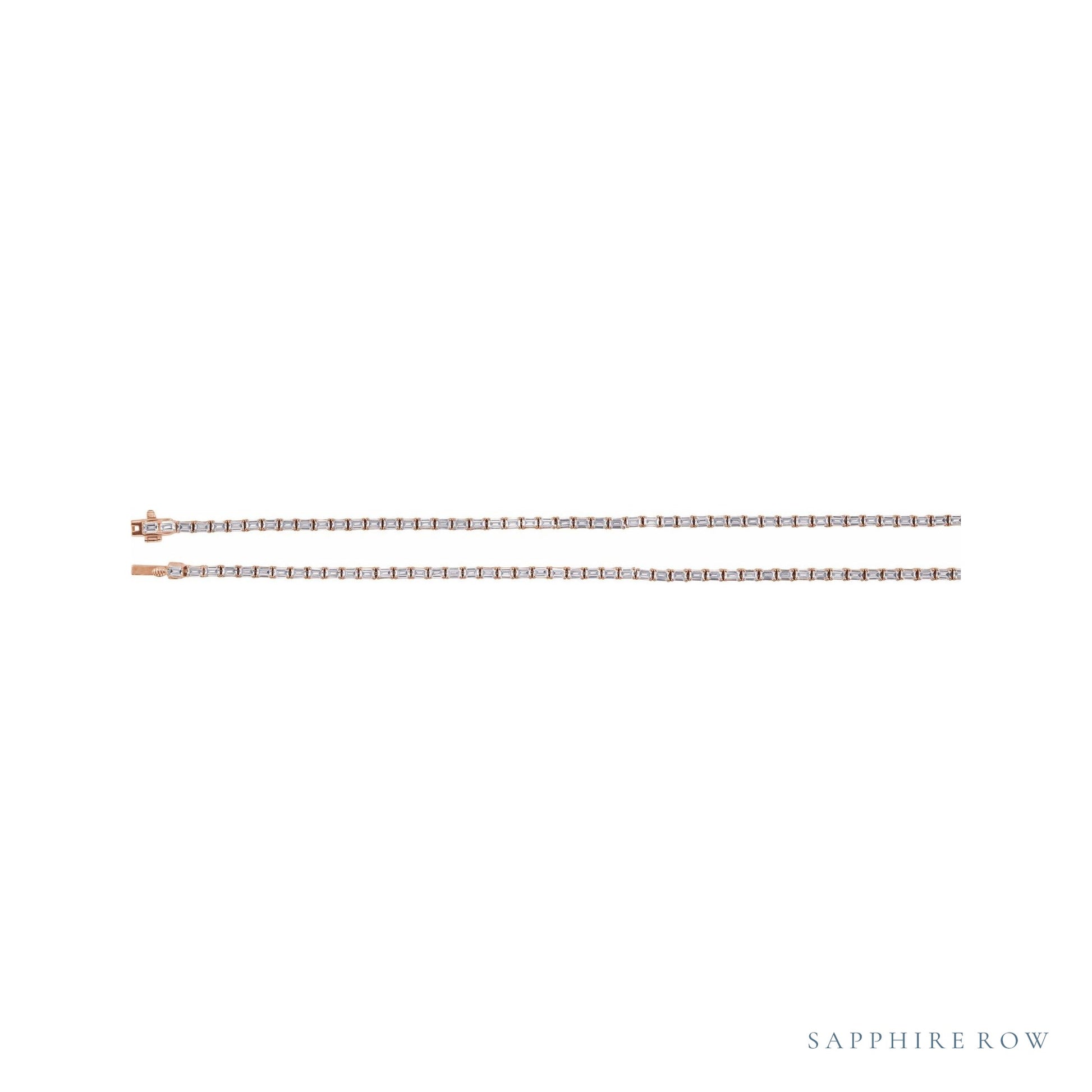 Sapphire Row Lab-Grown Diamond Emerald-Cut Tennis Necklace - 14K Rose Gold (view 3)