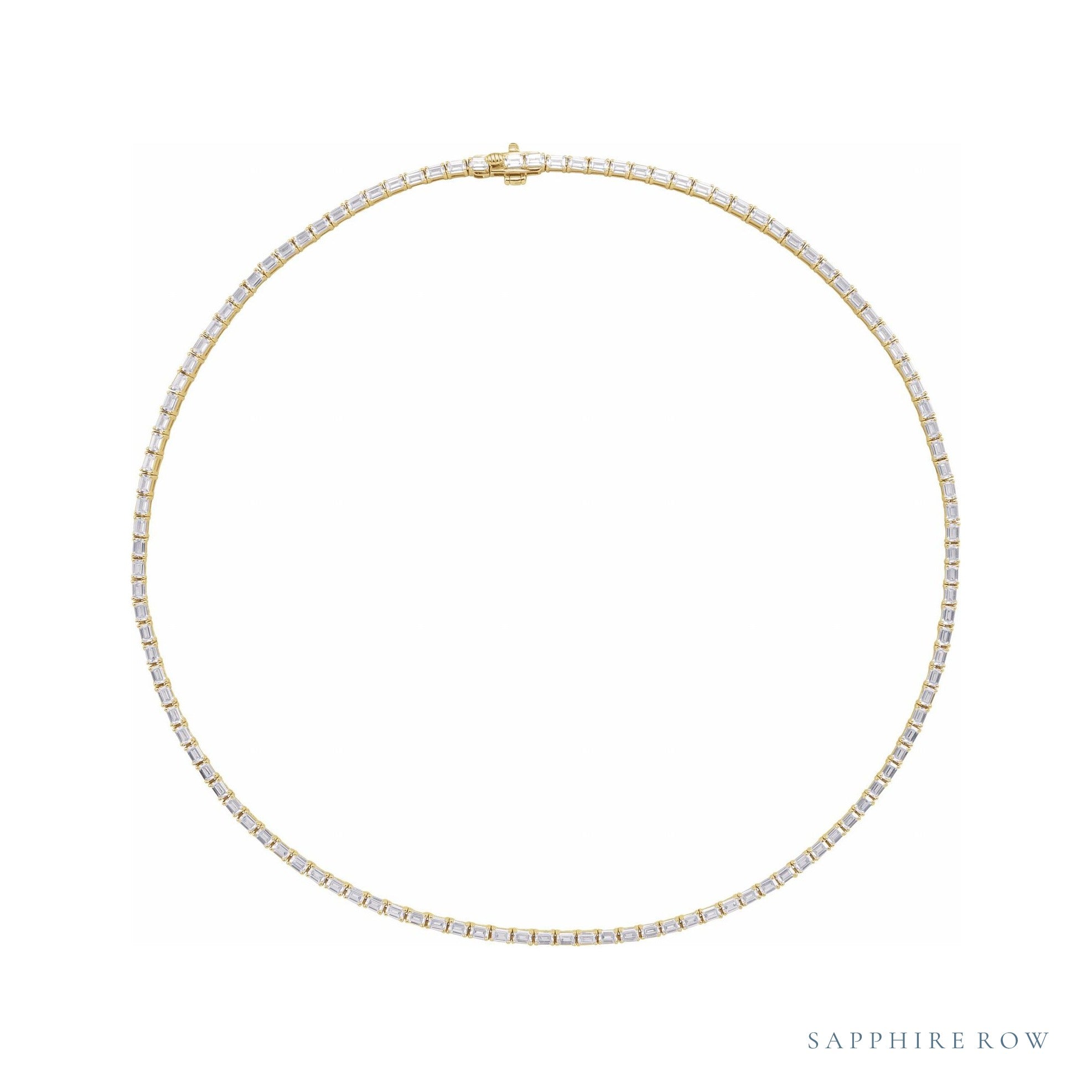 Sapphire Row Lab-Grown Diamond Emerald-Cut Tennis Necklace - 14K Yellow Gold