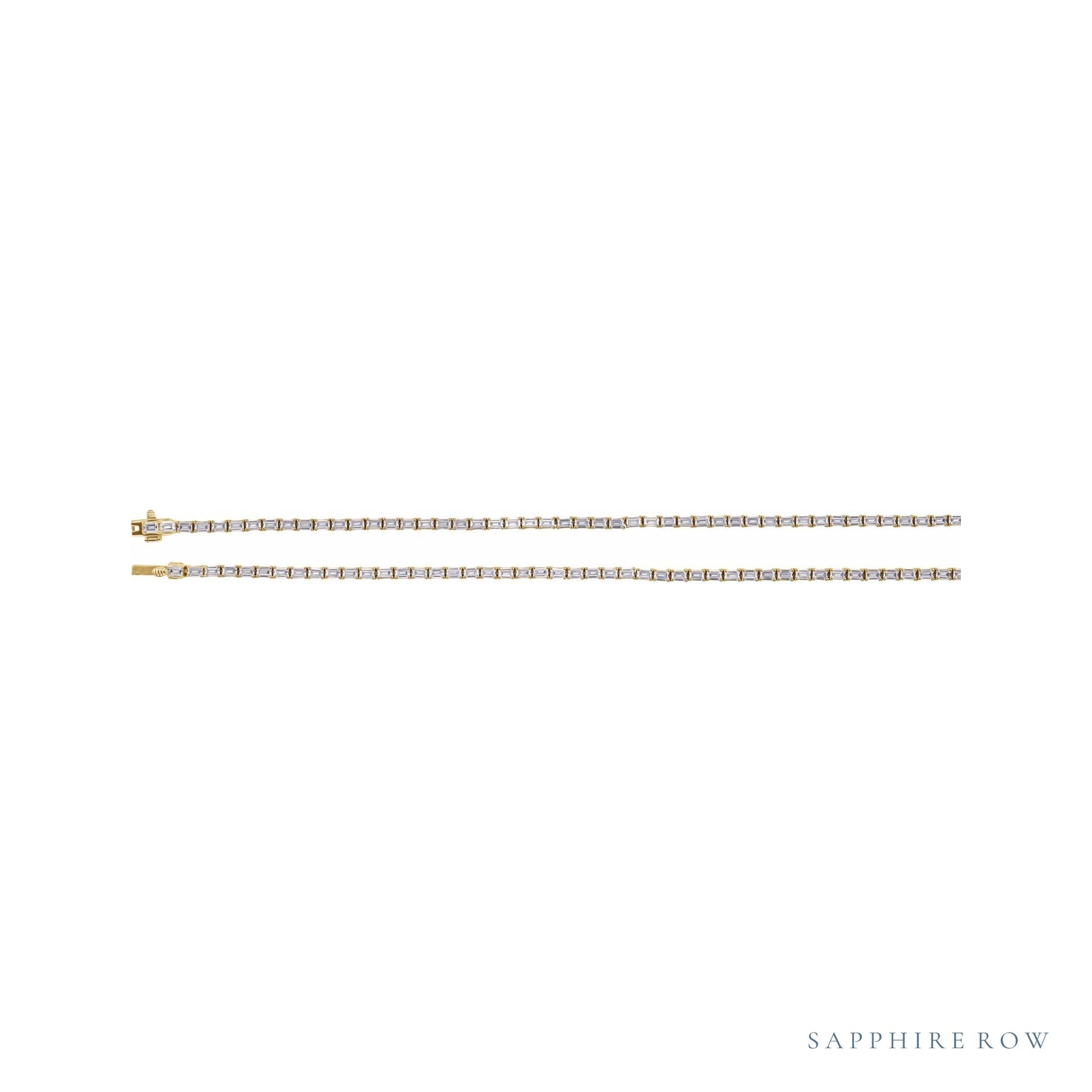 Sapphire Row Lab-Grown Diamond Emerald-Cut Tennis Necklace - 14K Yellow Gold (view 3)