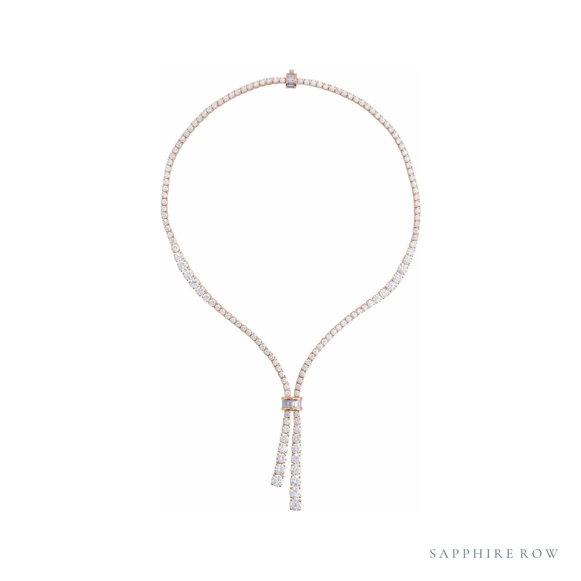 Sapphire Row Lab-Grown Diamond Tennis Bolo Necklace - 14K Rose Gold