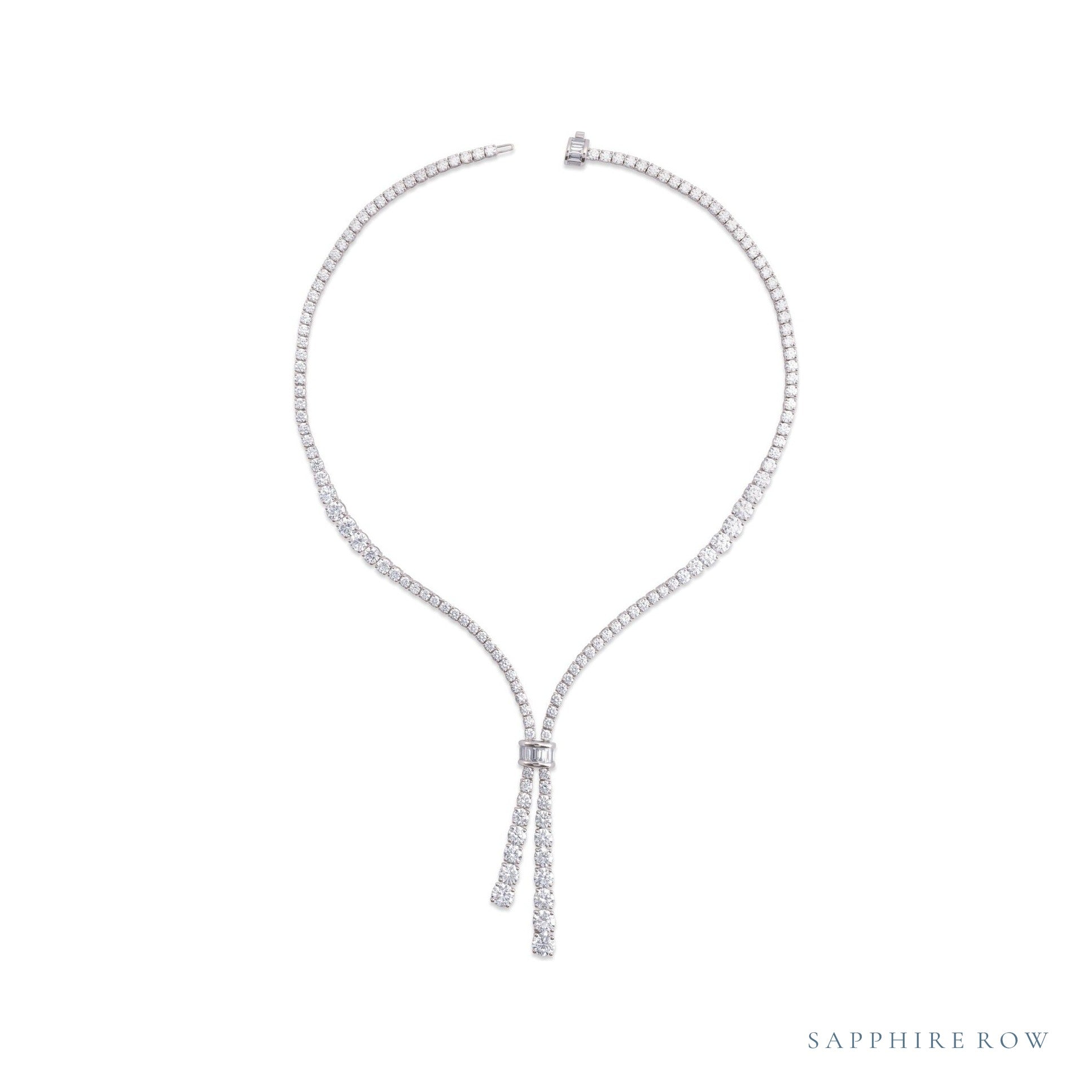 Sapphire Row Lab-Grown Diamond Tennis Bolo Necklace - 14K White Gold