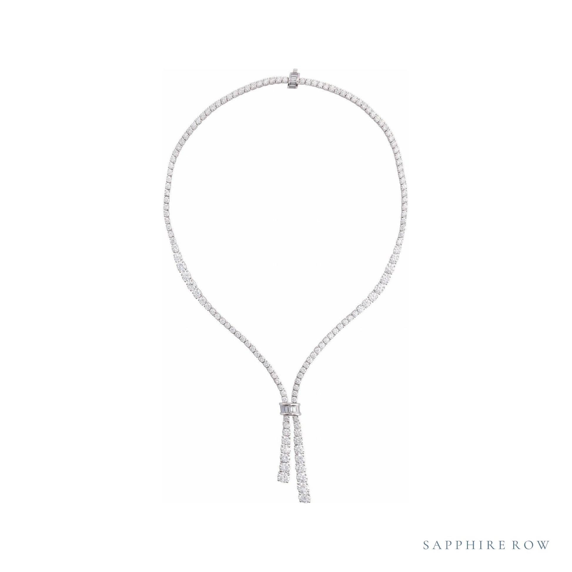Sapphire Row Lab-Grown Diamond Tennis Bolo Necklace - 14K White Gold (view 2)