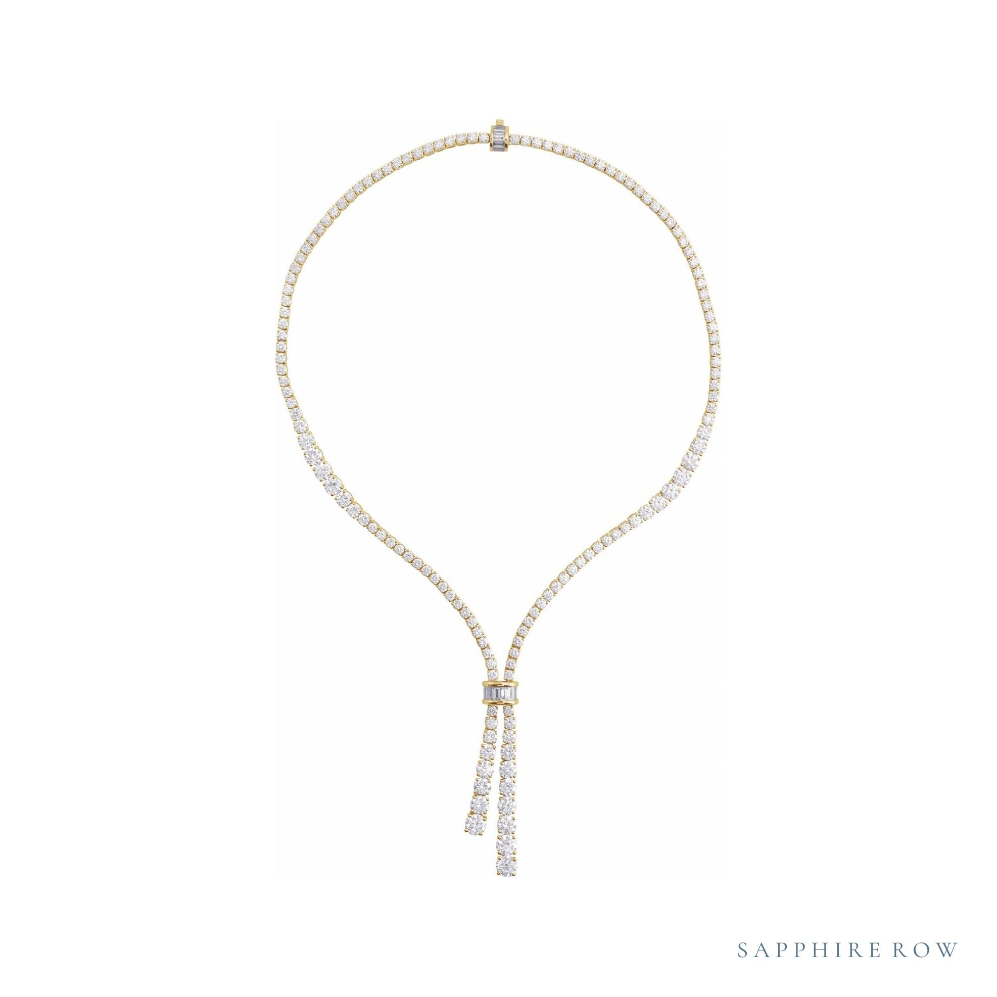 Sapphire Row Lab-Grown Diamond Tennis Bolo Necklace - 14K Yellow Gold