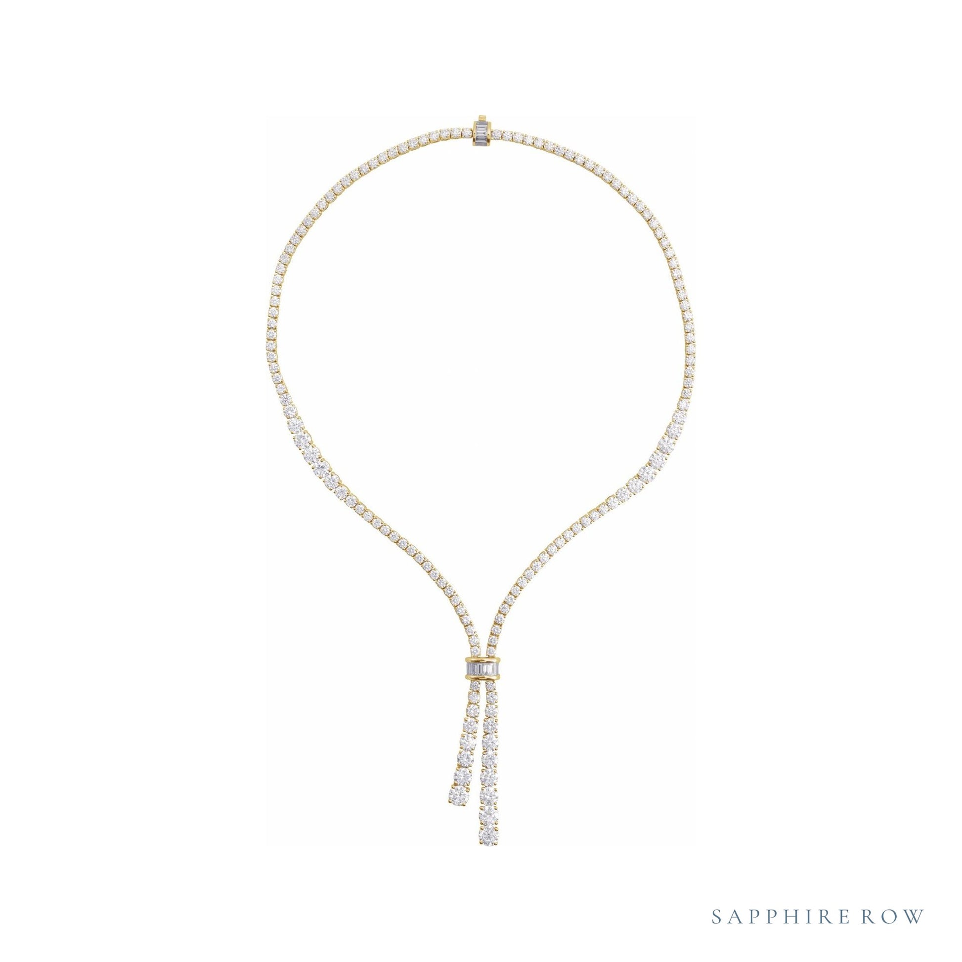 Sapphire Row Lab-Grown Diamond Tennis Bolo Necklace - 14K Yellow Gold