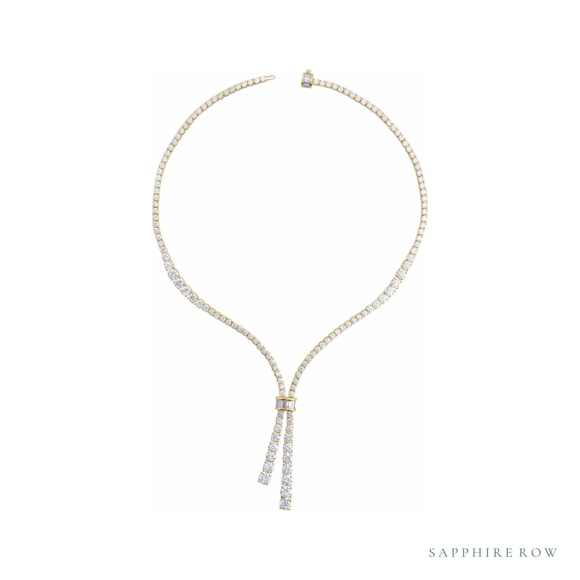Sapphire Row Lab-Grown Diamond Tennis Bolo Necklace - 14K Yellow Gold (view 2)