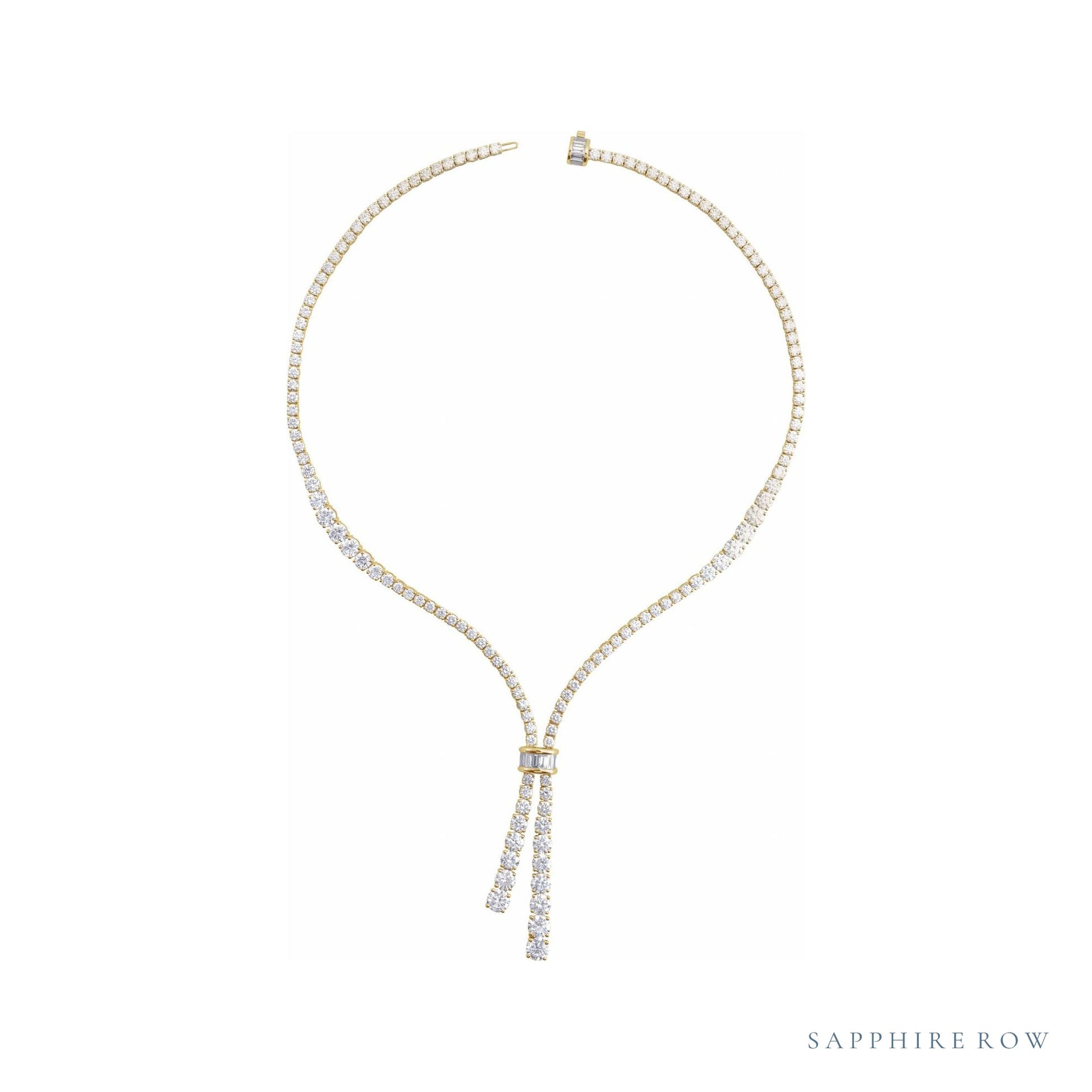 Sapphire Row Lab-Grown Diamond Tennis Bolo Necklace - 14K Yellow Gold (view 2)