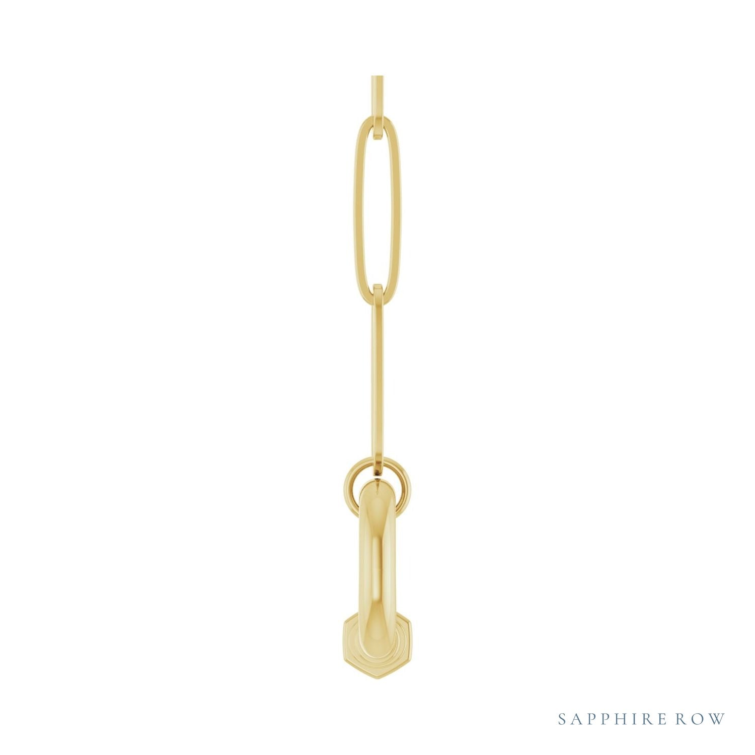 Sapphire Row Gold Carabiner Necklace - 14K Yellow Gold (view 3)