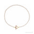 Sapphire Row Pearl Necklace with Pink Sapphire Toggle - 14K Yellow Gold