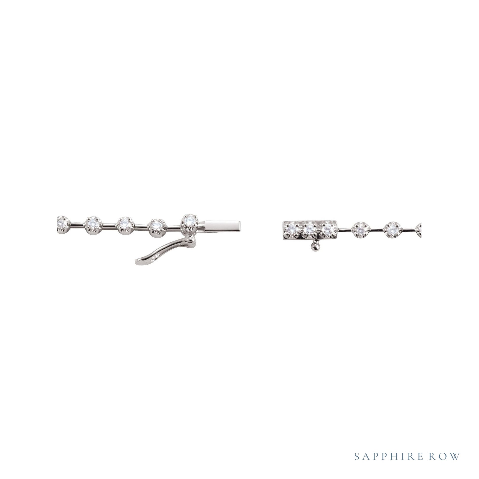 Sapphire Row Natural Diamond Station Tennis Necklace - 14K White Gold (view 2)