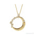 Sapphire Row Natural Diamond Crescent Moon Necklace - 14K Yellow Gold