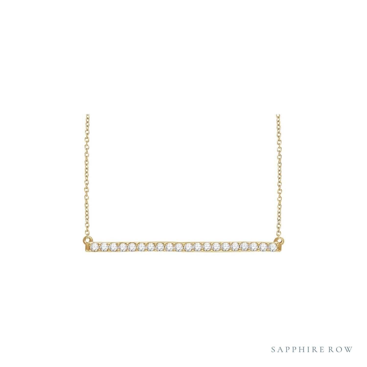 Sapphire Row Natural Diamond Pavé Bar Necklace - 14K Yellow Gold