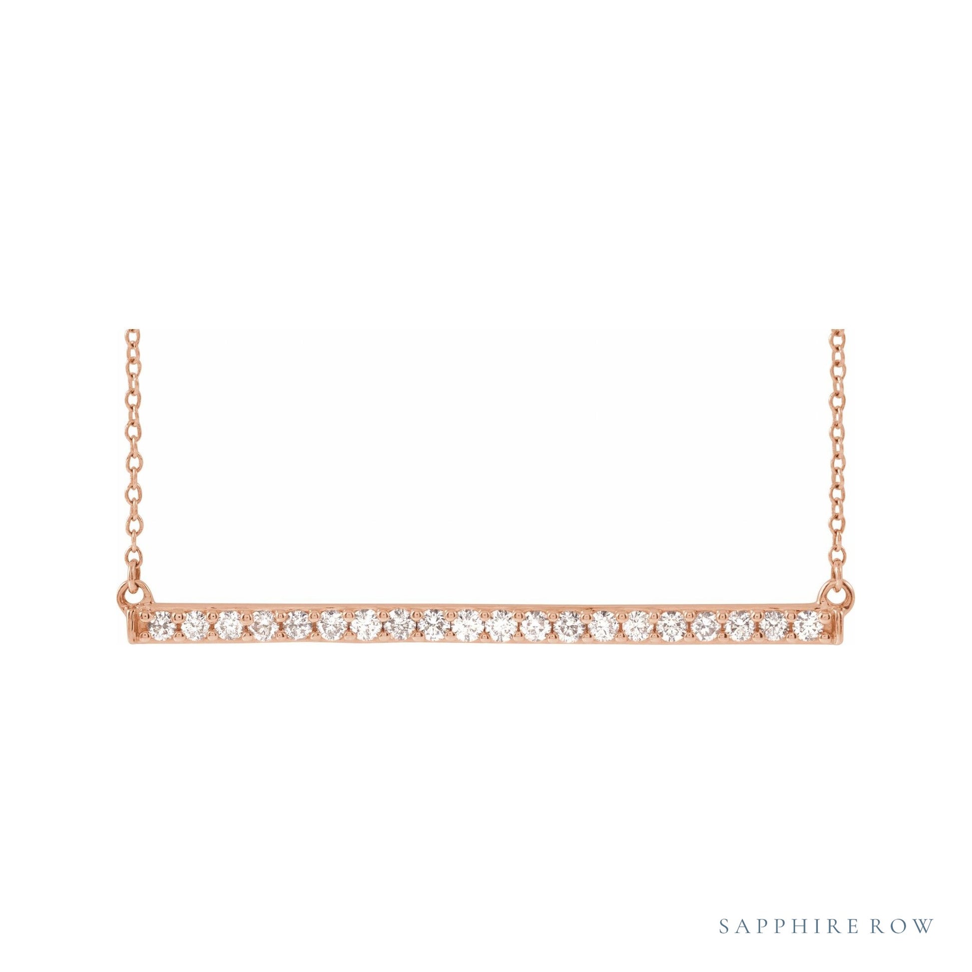 Sapphire Row Lab-Grown Diamond Pavé Bar Necklace - 14K Rose Gold