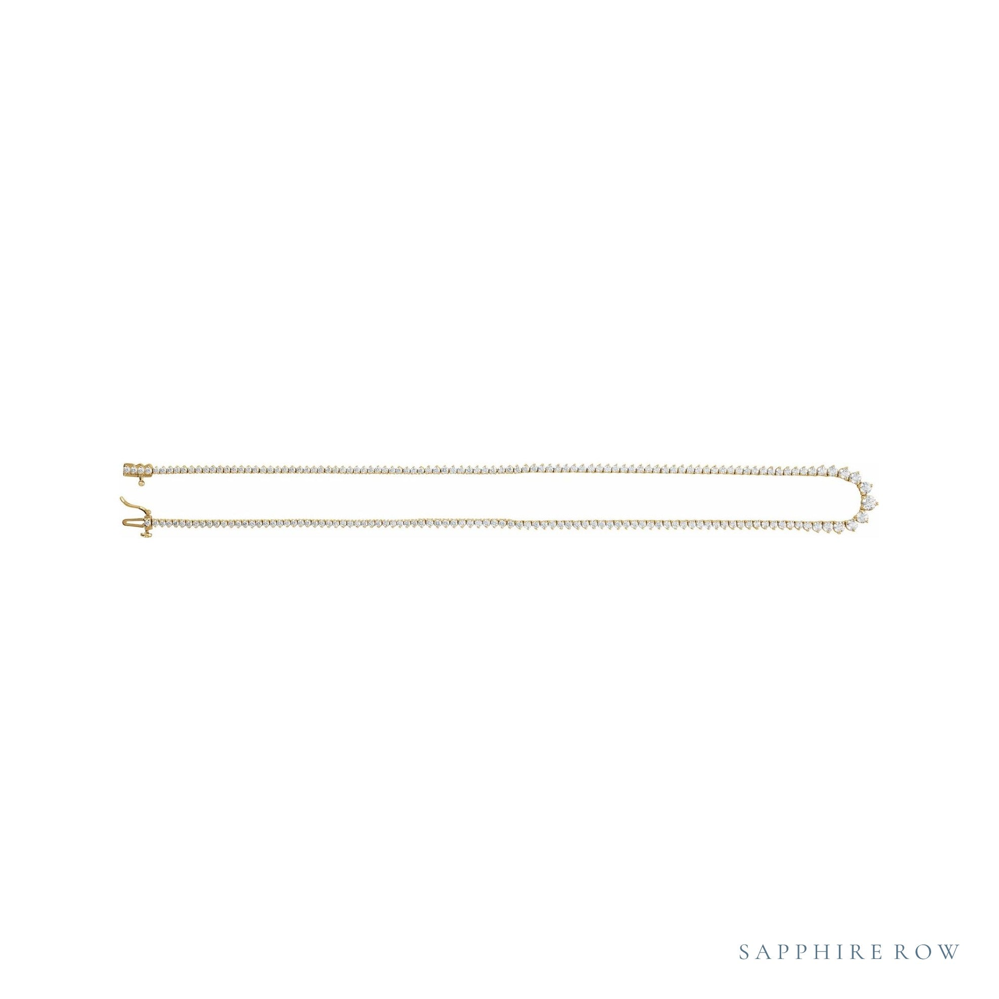 Sapphire Row Natural Diamond Graduated Tennis Necklace - 14K Yellow Gold (view 2)
