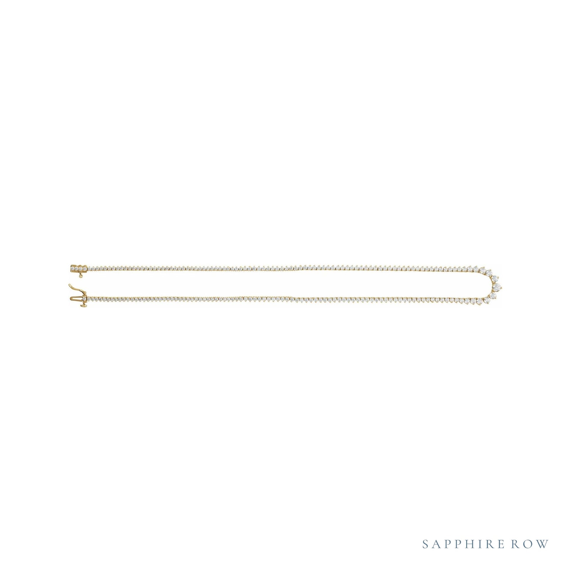Sapphire Row Natural Diamond Graduated Tennis Necklace - 14K Yellow Gold (view 2)