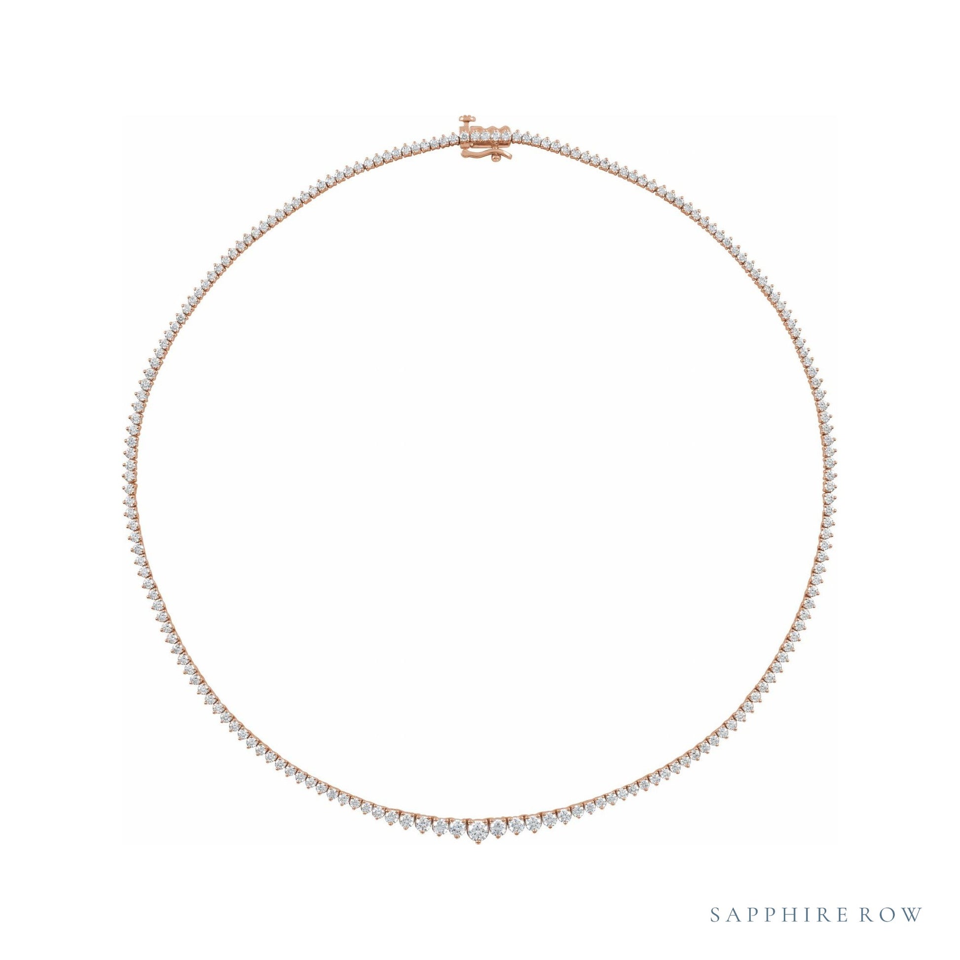 Sapphire Row Lab-Grown Diamond Graduated Tennis Necklace - 14K Rose Gold