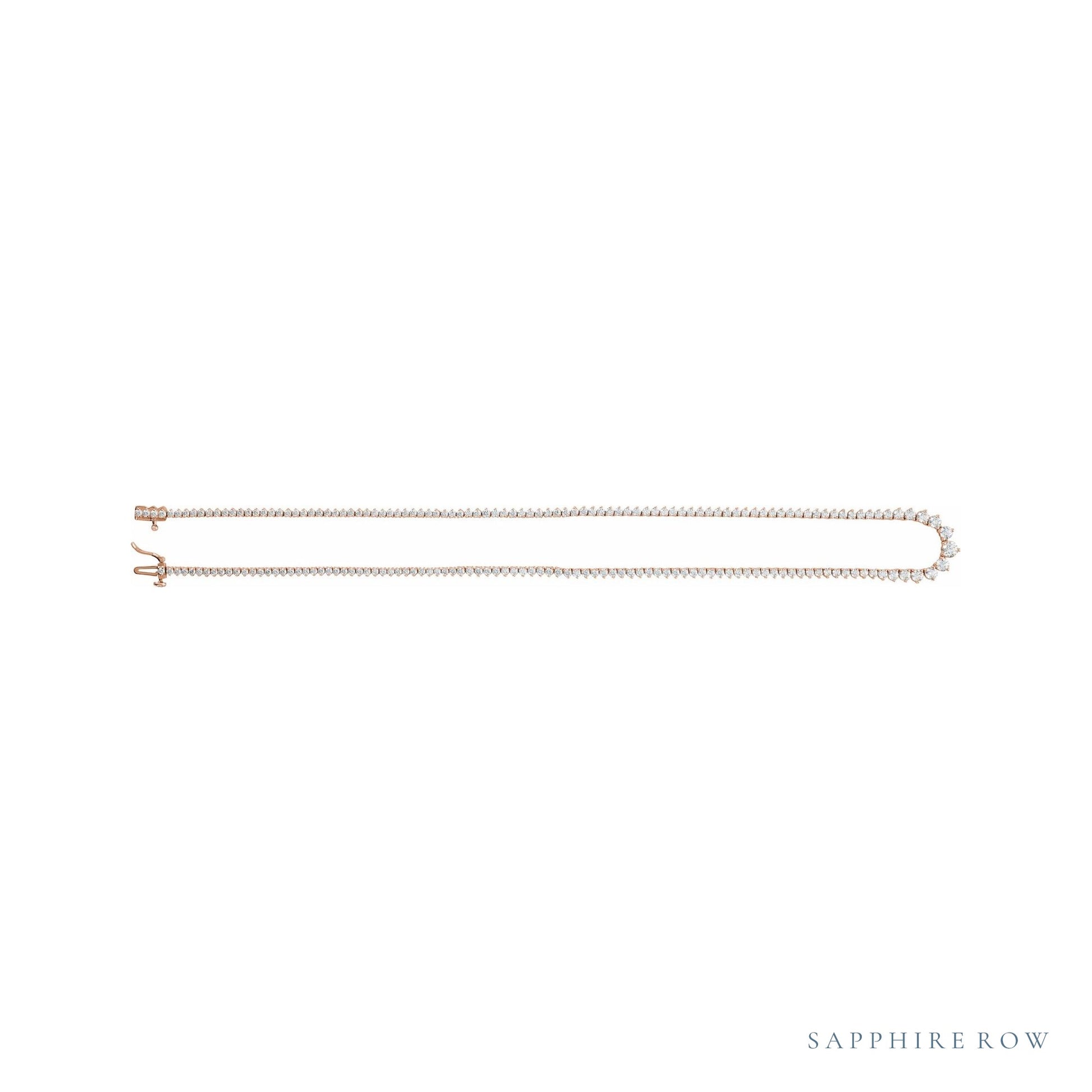 Sapphire Row Lab-Grown Diamond Graduated Tennis Necklace - 14K Rose Gold (view 2)