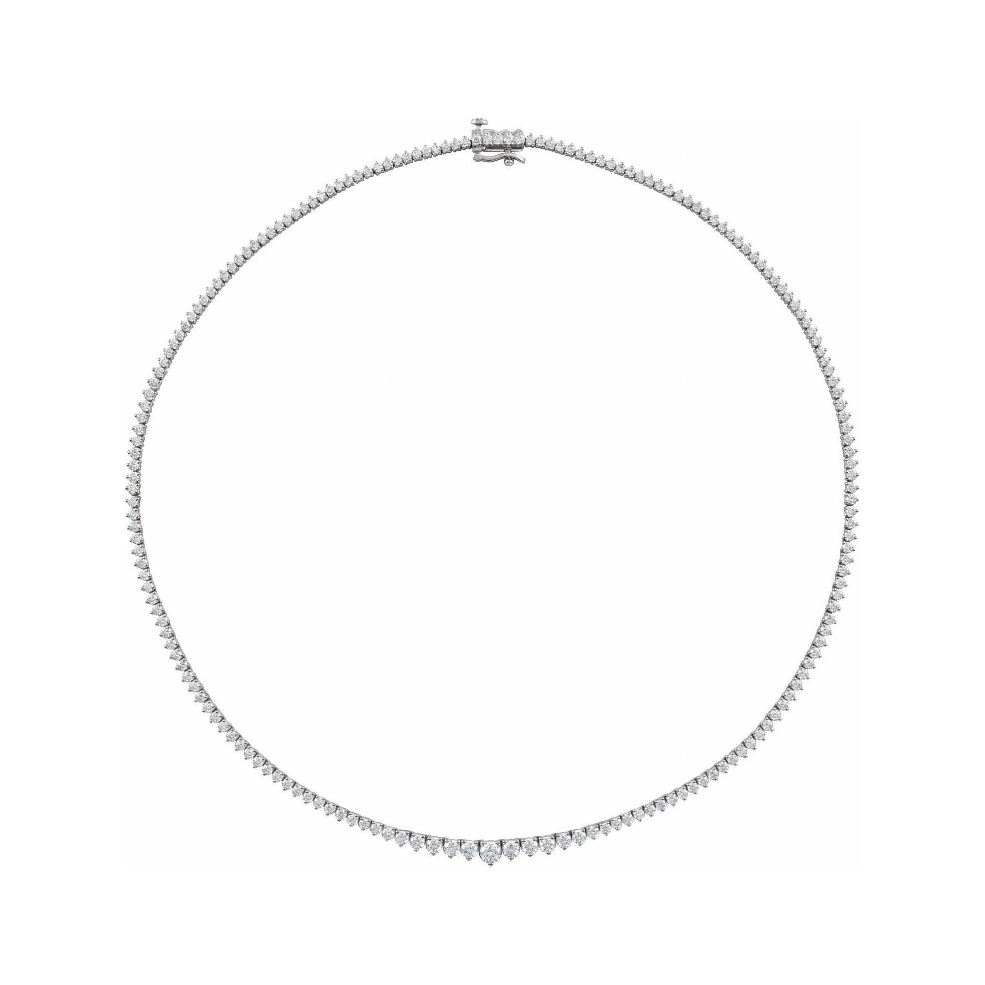 Sapphire Row Lab-Grown Diamond Graduated Tennis Necklace - 14K White Gold