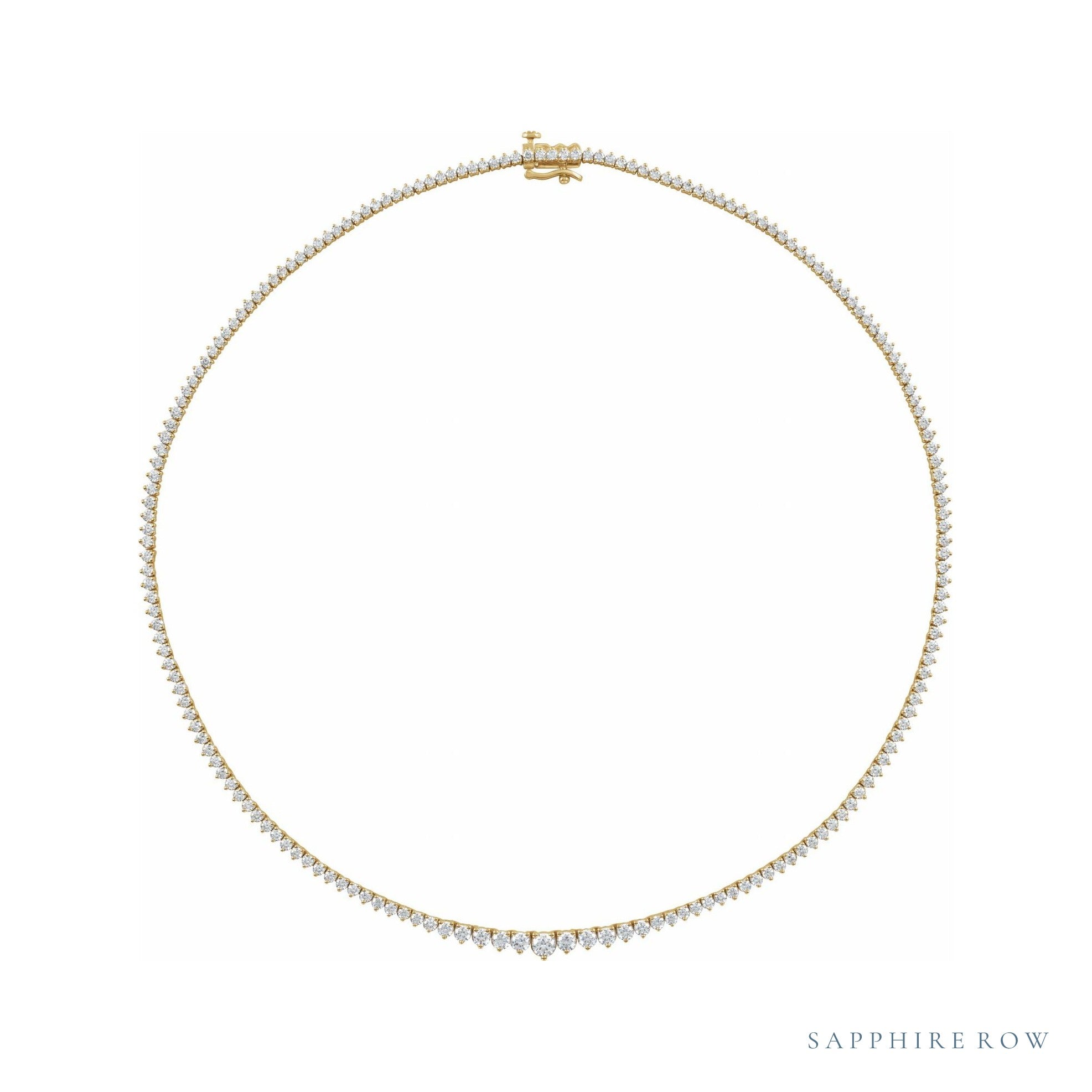Sapphire Row Lab-Grown Diamond Graduated Tennis Necklace - 14K Yellow Gold