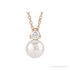 Sapphire Row Accented Pearl Drop Necklace - 14K Rose Gold