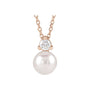 Sapphire Row Accented Pearl Drop Necklace - 14K Rose Gold