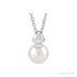 Sapphire Row Accented Pearl Drop Necklace - 14K White Gold