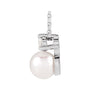Sapphire Row Accented Pearl Drop Necklace - 14K White Gold (view 2)