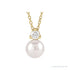Sapphire Row Accented Pearl Drop Necklace - 14K Yellow Gold