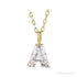 Sapphire Row Lab-Grown Diamond Initial Necklace - A, 14K Yellow Gold