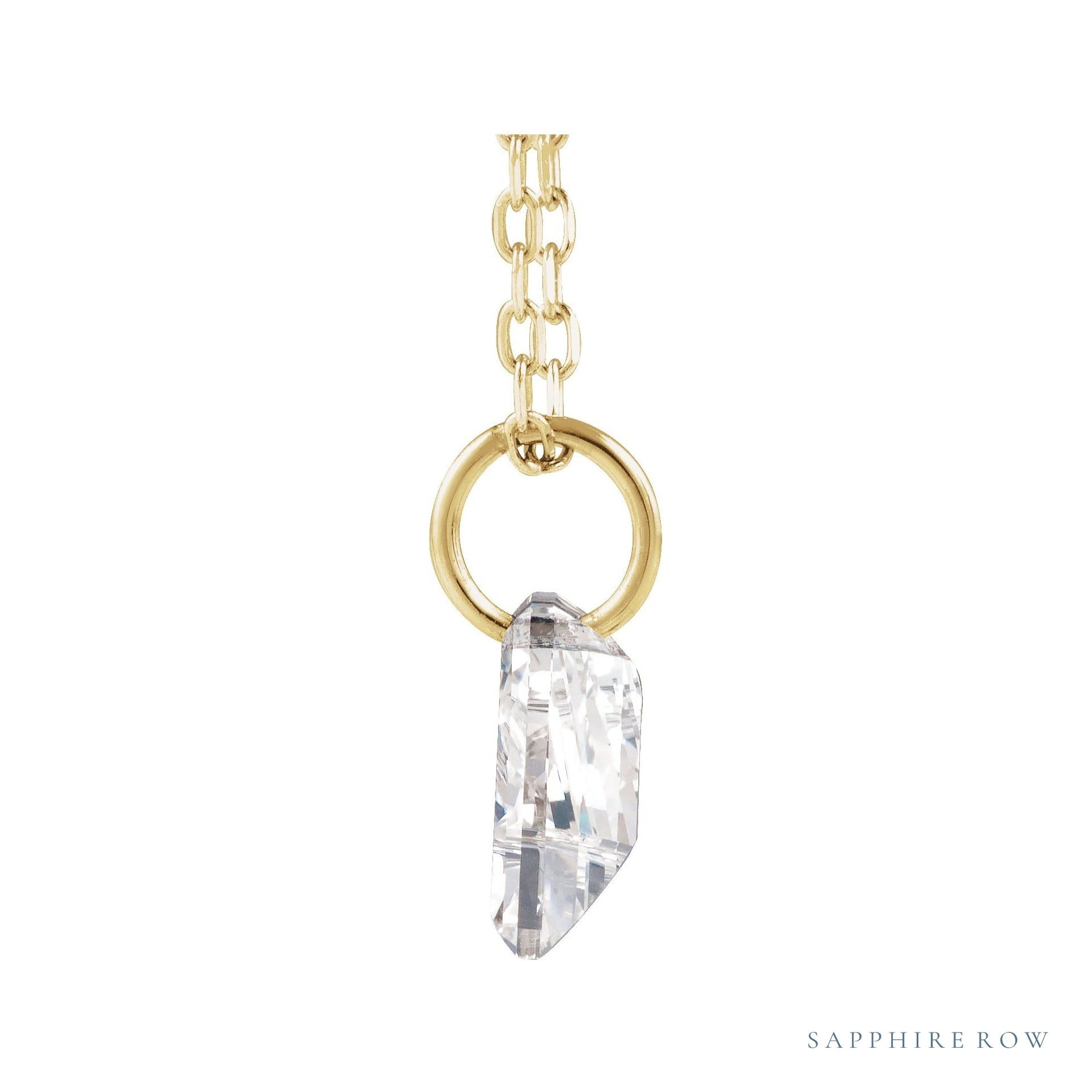 Sapphire Row Lab-Grown Diamond Initial Necklace - A, 14K Yellow Gold (view 2)