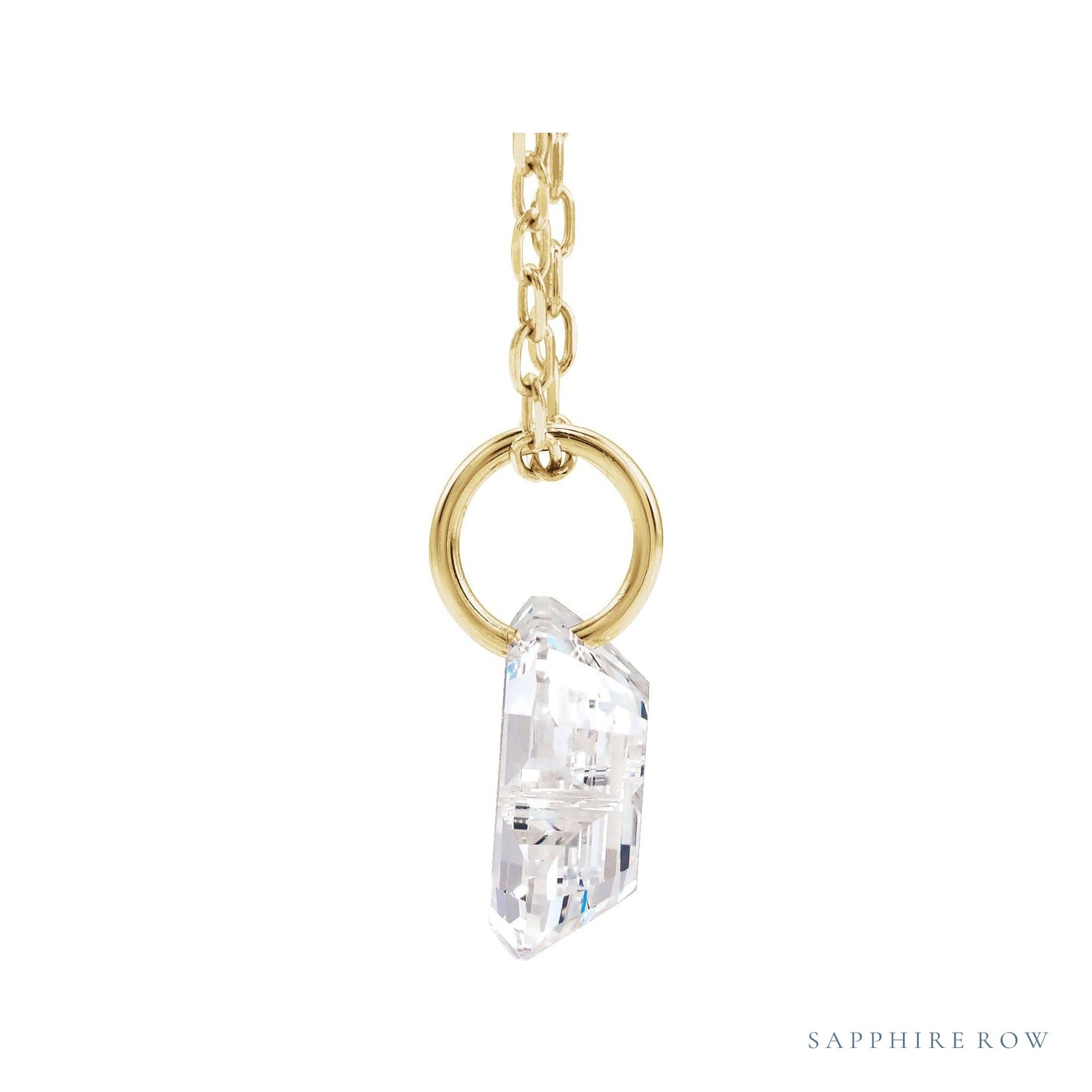 Sapphire Row Lab-Grown Diamond Initial Necklace - B, 14K Yellow Gold (view 2)