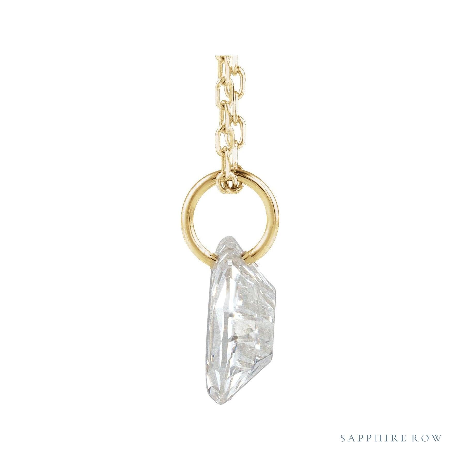 Sapphire Row Lab-Grown Diamond Initial Necklace - D, 14K Yellow Gold (view 2)