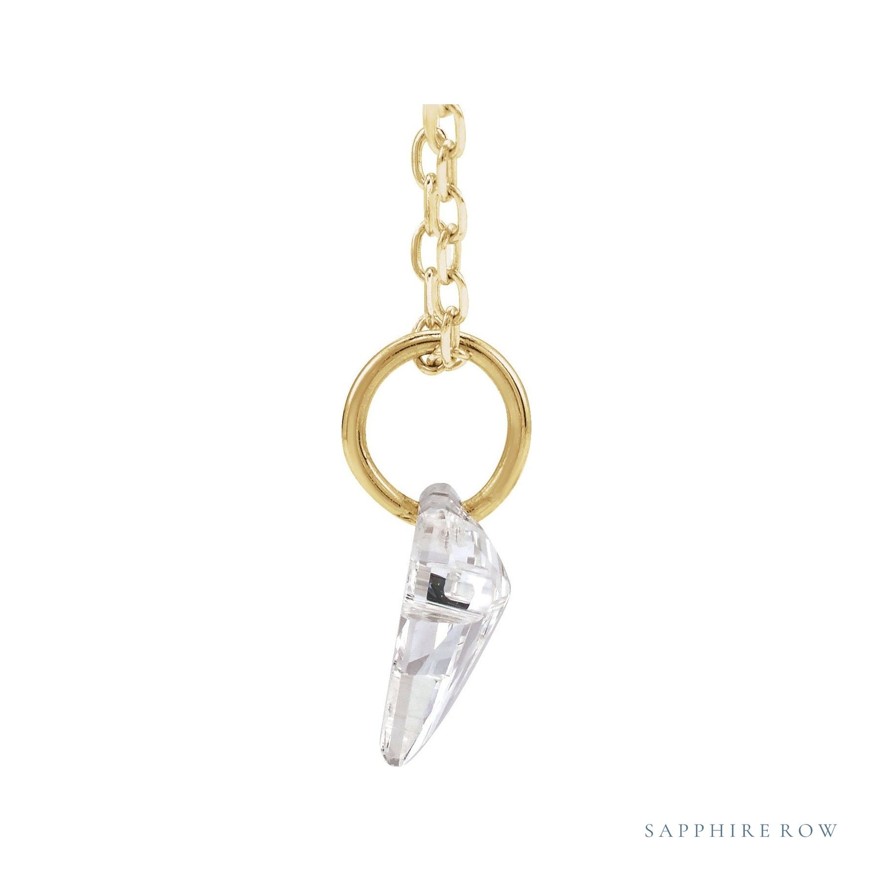 Sapphire Row Lab-Grown Diamond Initial Necklace - F, 14K Yellow Gold (view 2)
