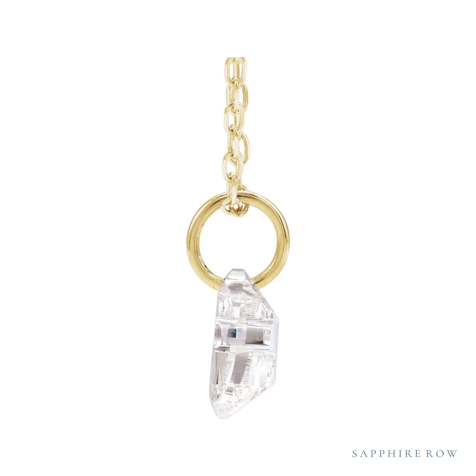 Sapphire Row Lab-Grown Diamond Initial Necklace - G, 14K Yellow Gold (view 2)