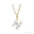 Sapphire Row Lab-Grown Diamond Initial Necklace - H, 14K Yellow Gold