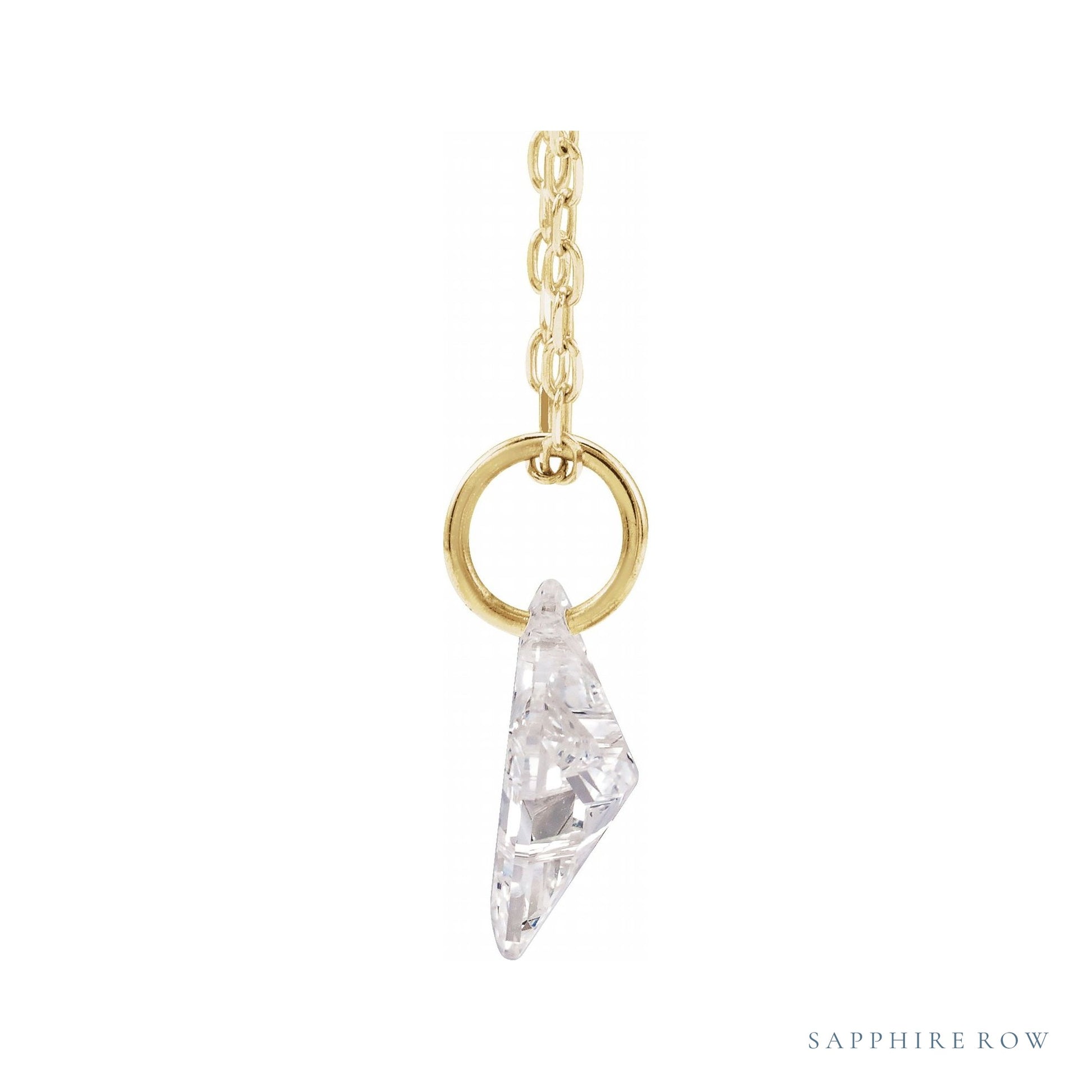 Sapphire Row Lab-Grown Diamond Initial Necklace - H, 14K Yellow Gold (view 2)